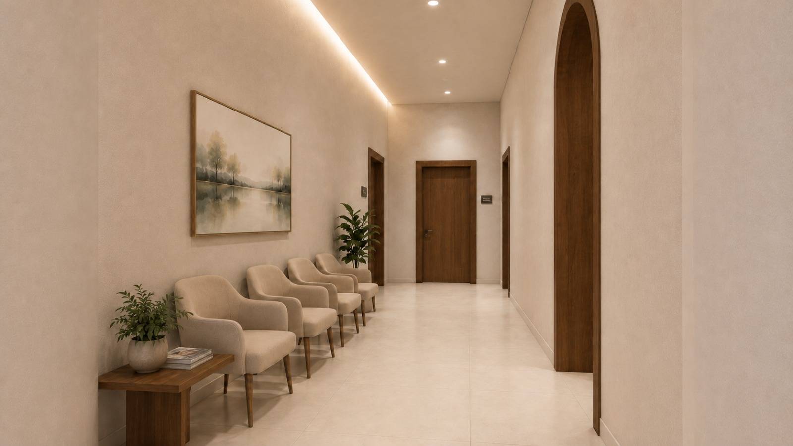 Espace d'attente lumineux avec fauteuils confortables